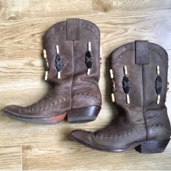 EMBELLISHED Leather Classic Women's Western Boot with Beaded Detail 7.5 - Picture 4 of 6